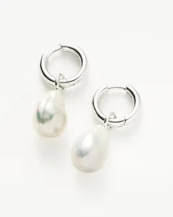 Baroque Pearl Drop Tunnel Mini Hoop Earrings