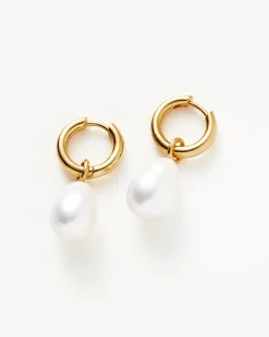 Baroque Pearl Drop Tunnel Mini Hoop Earrings