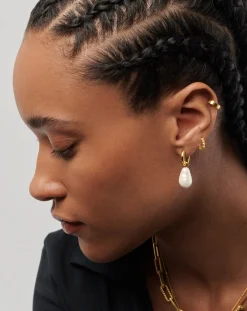 Baroque Pearl Drop Tunnel Mini Hoop Earrings