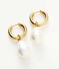 Baroque Pearl Drop Tunnel Mini Hoop Earrings