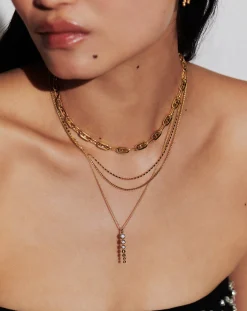 Beaded Stone Drop Pendant Necklace
