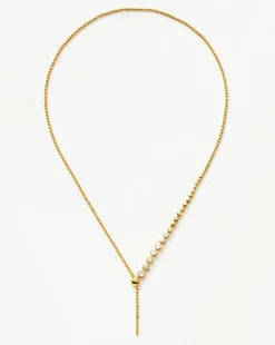 Beaded Stone Slider Lariat Necklace