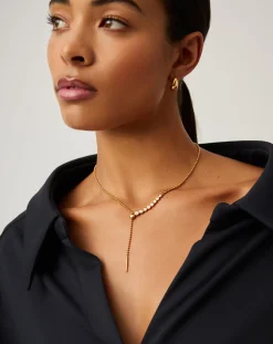 Beaded Stone Slider Lariat Necklace