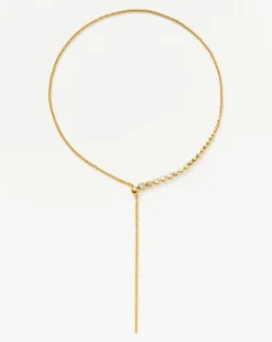 Beaded Stone Slider Lariat Necklace