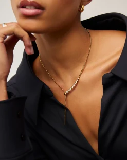 Beaded Stone Slider Lariat Necklace