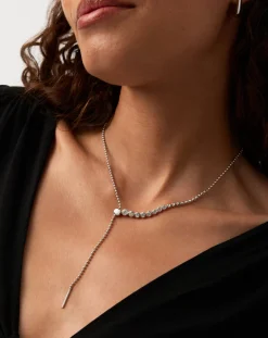 Beaded Stone Slider Lariat Necklace