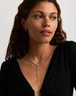Beaded Stone Slider Lariat Necklace