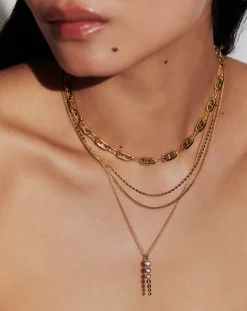 Box Link Double Chain Necklace
