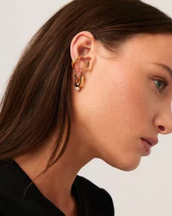 Button Pearl Square Small Hoop Earrings