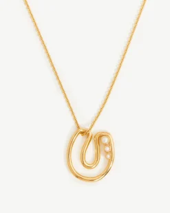 Chubby Pearl Initial Pendant Necklace  - Initial U