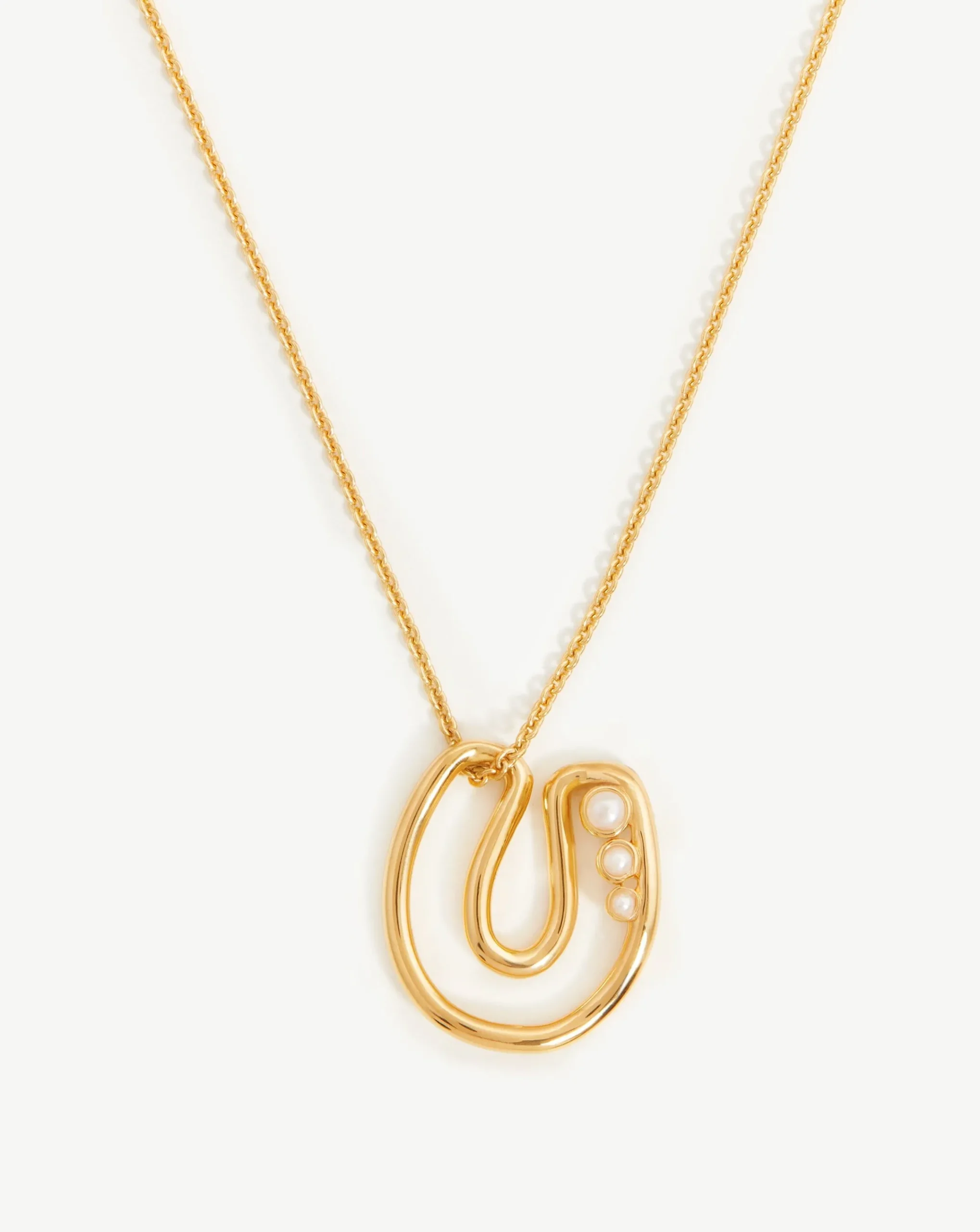 Chubby Pearl Initial Pendant Necklace - Initial U