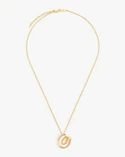 Chubby Pearl Initial Pendant Necklace  - Initial U