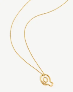 Chubby Pearl Initial Pendant Necklace  - Initial Q