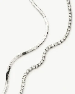 Classic Tennis & Snake Chain Bracelet Set