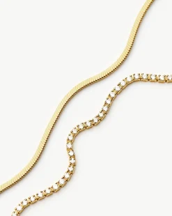 Classic Tennis & Snake Chain Bracelet Set