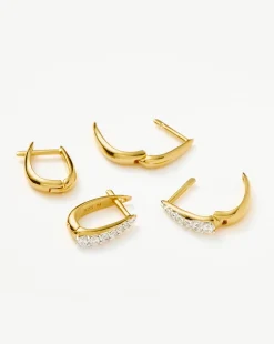 Claw Pave Huggies Earring Set