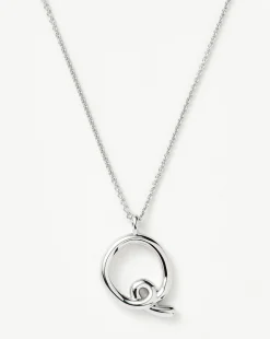 Curly Molten Initial Pendant Necklace - Initial Q