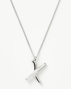 Curly Molten Initial Pendant Necklace - Initial X