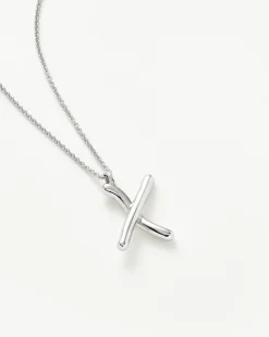 Curly Molten Initial Pendant Necklace - Initial X