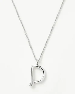 Curly Molten Initial Pendant Necklace - Initial D