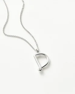 Curly Molten Initial Pendant Necklace - Initial D