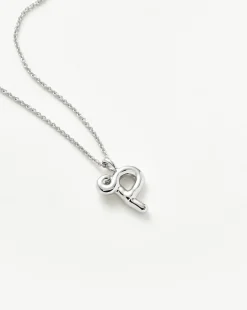Curly Molten Initial Pendant Necklace - Initial P