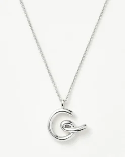 Curly Molten Initial Pendant Necklace - Initial G