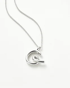 Curly Molten Initial Pendant Necklace - Initial G