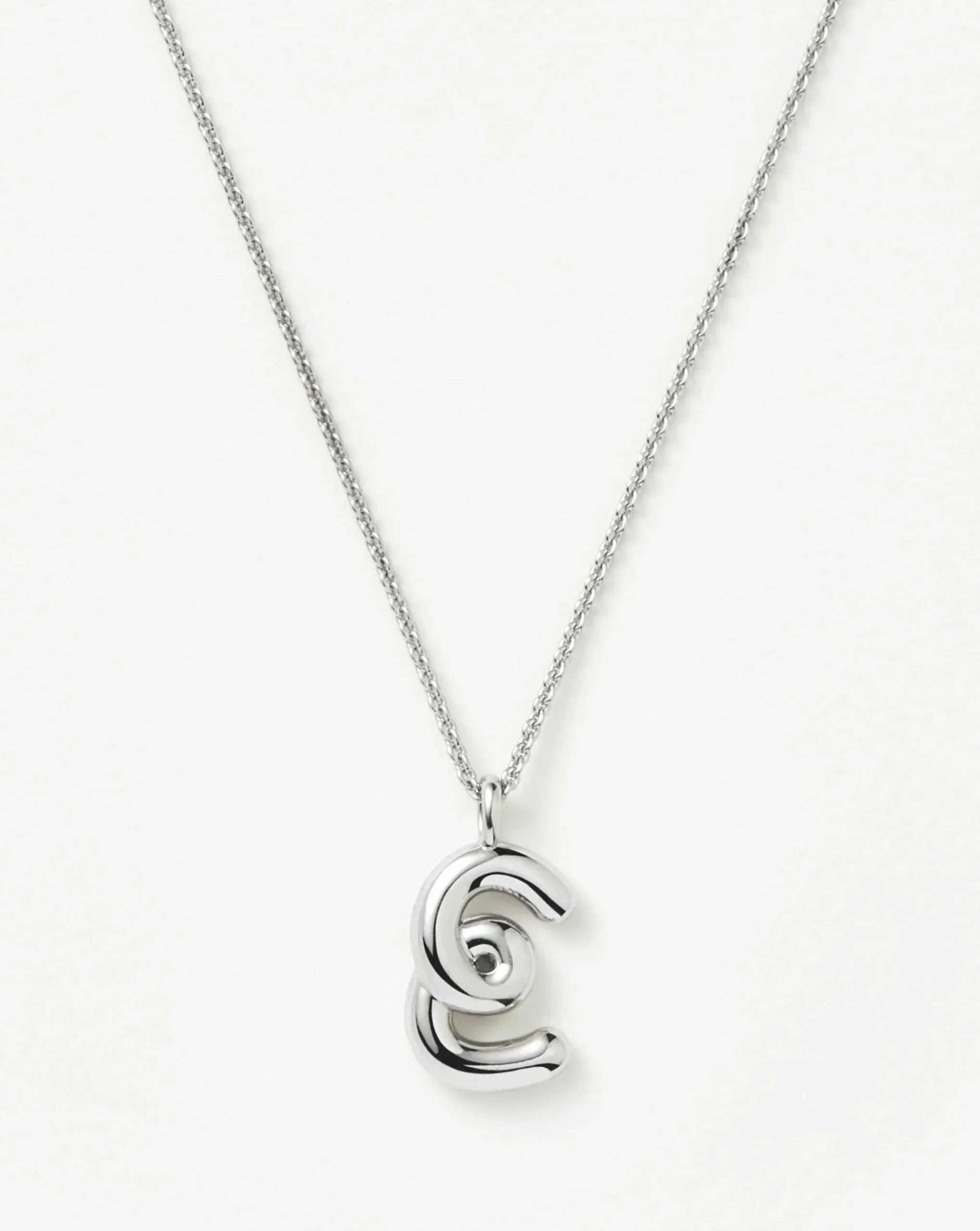 Curly Molten Initial Pendant Necklace - Initial E