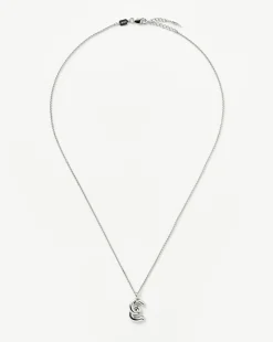 Curly Molten Initial Pendant Necklace - Initial E