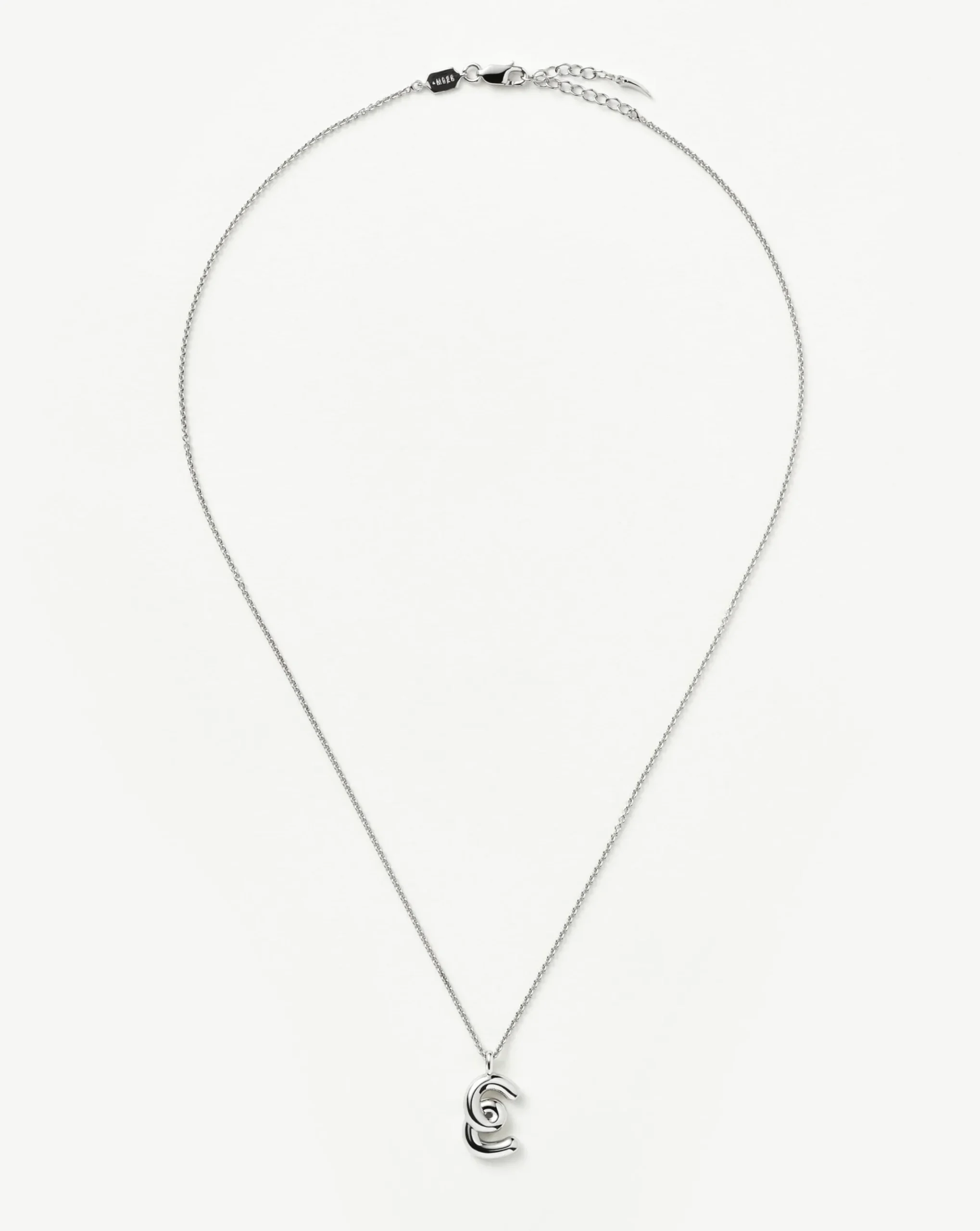 Curly Molten Initial Pendant Necklace - Initial E