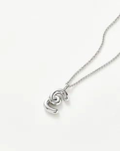Curly Molten Initial Pendant Necklace - Initial E
