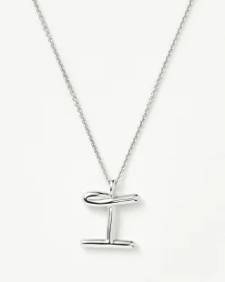 Curly Molten Initial Pendant Necklace - Initial I
