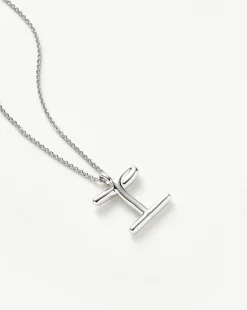 Curly Molten Initial Pendant Necklace - Initial I
