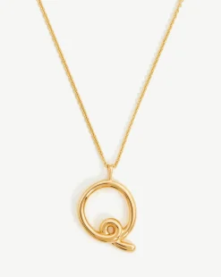 Curly Molten Initial Pendant Necklace - Initial Q