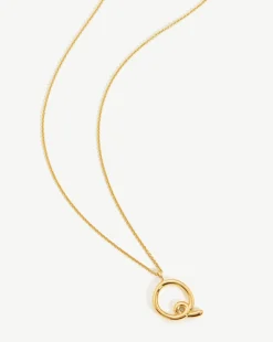 Curly Molten Initial Pendant Necklace - Initial Q
