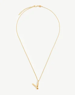 Curly Molten Initial Pendant Necklace - Initial V