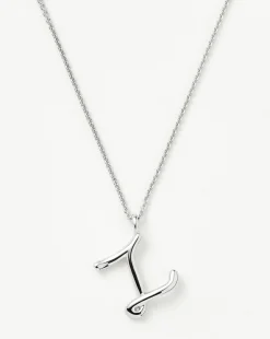 Curly Molten Initial Pendant Necklace - Initial Z