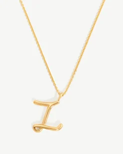Curly Molten Initial Pendant Necklace - Initial Z