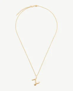 Curly Molten Initial Pendant Necklace - Initial Z