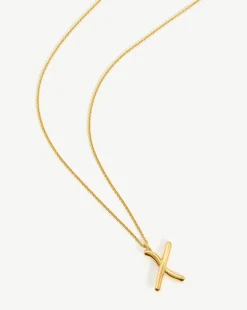 Curly Molten Initial Pendant Necklace - Initial X