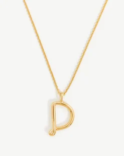 Curly Molten Initial Pendant Necklace - Initial D