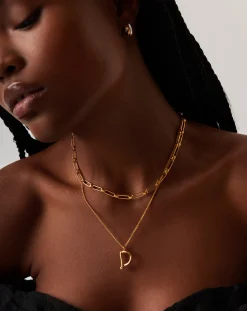 Curly Molten Initial Pendant Necklace - Initial D
