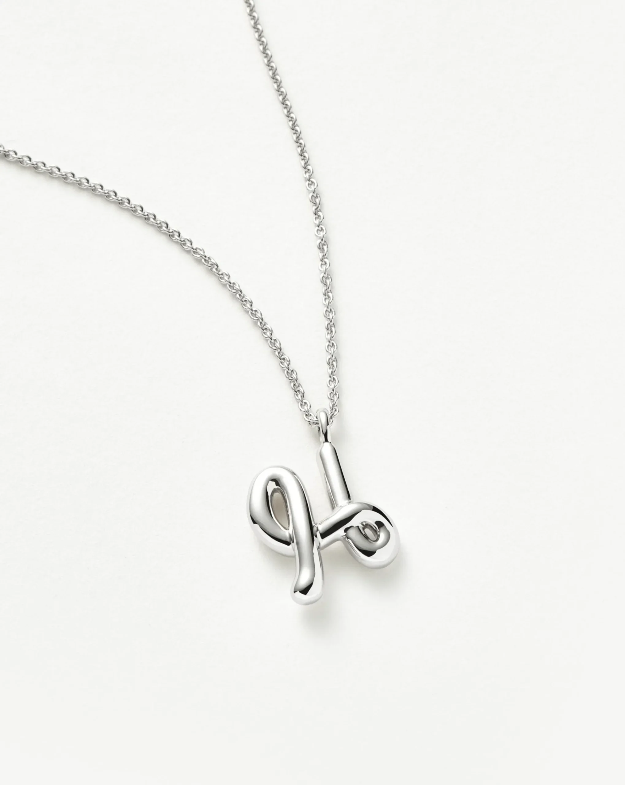 Curly Molten Initial Pendant Necklace - Initial H