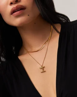 Curly Molten Initial Pendant Necklace - Initial I