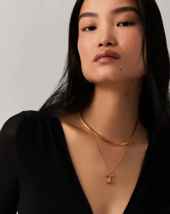 Curly Molten Initial Pendant Necklace - Initial I