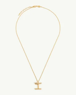 Curly Molten Initial Pendant Necklace - Initial I