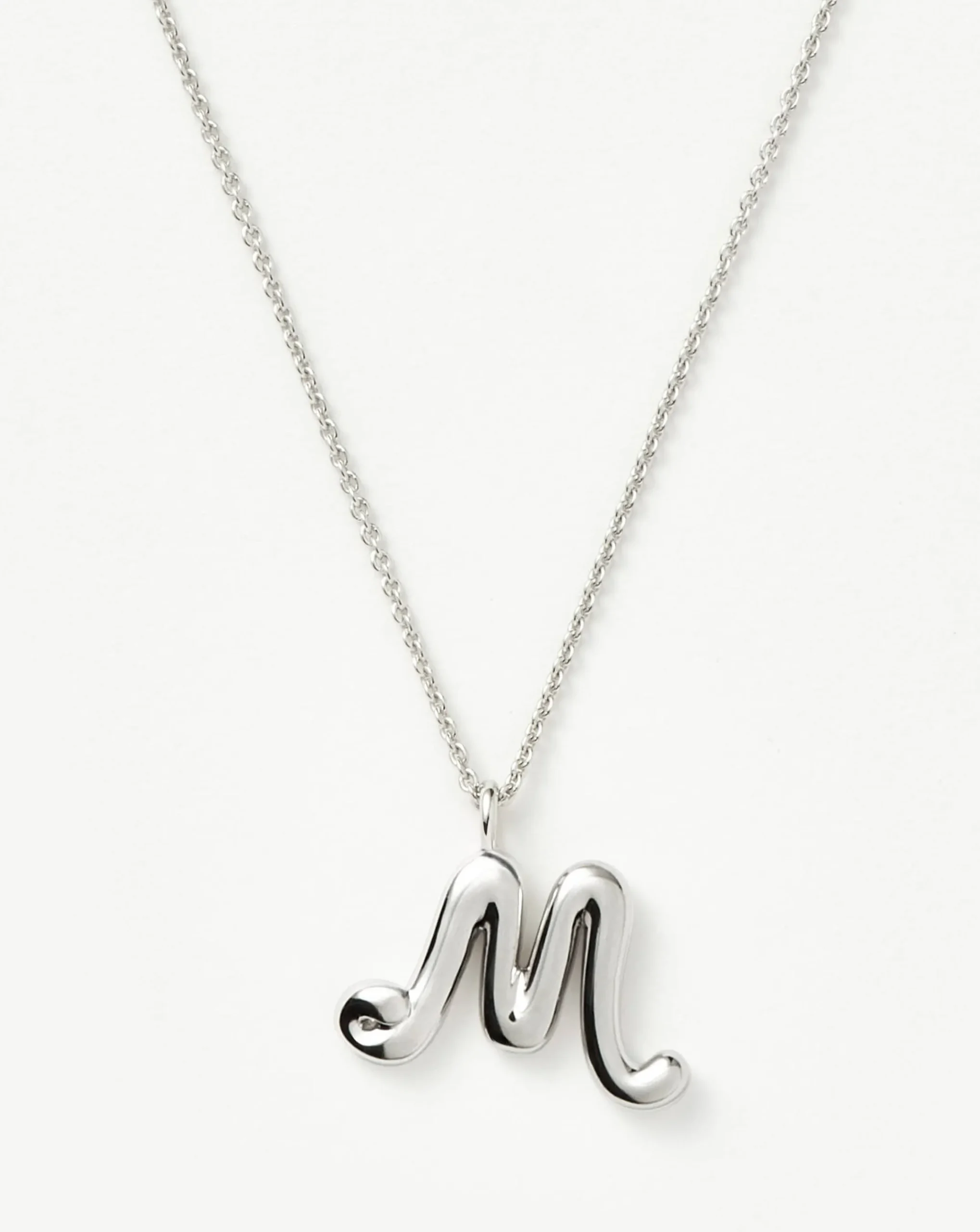 Curly Molten Initial Pendant Necklace - Initial M