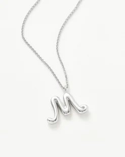 Curly Molten Initial Pendant Necklace - Initial M