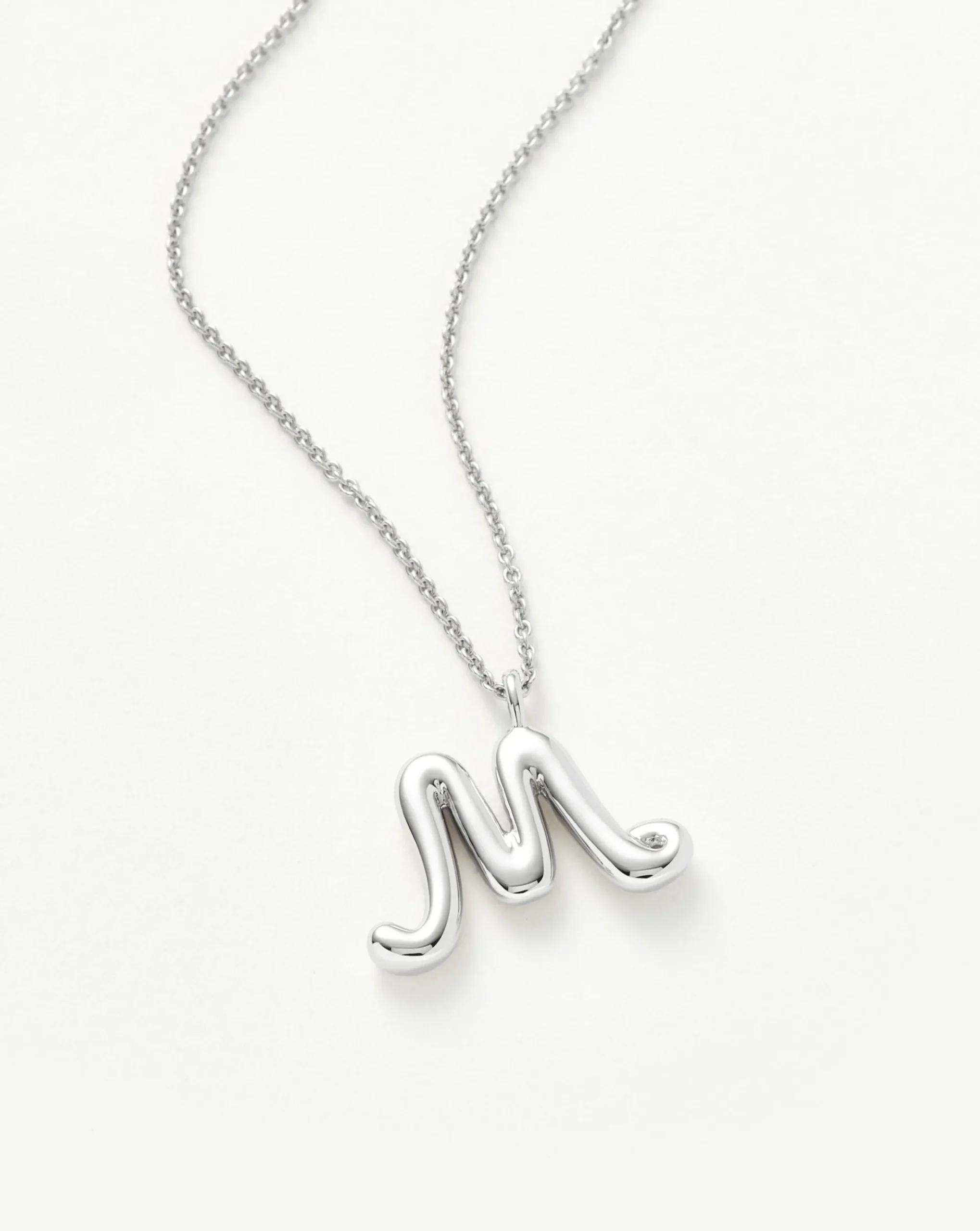 Curly Molten Initial Pendant Necklace - Initial M